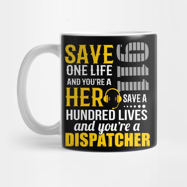 911 Dispatcher Hero Thin Gold Line Police Dispatch by Shirts by Jamie